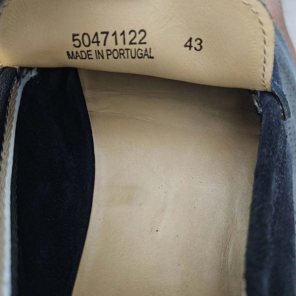 Hugo Boss Sienne Loafers Navy Blue Suede Slip-On Casual Shoes Size 10